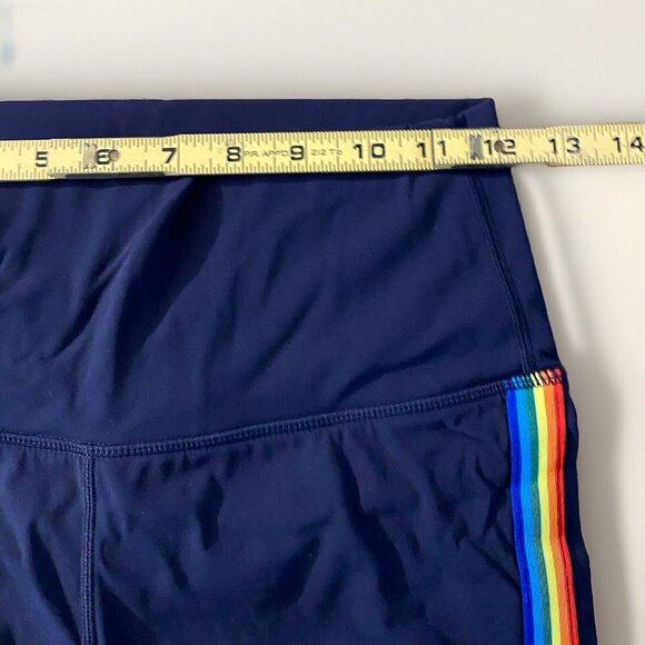 Zyia Active Womens Rainbow Stripe Luxe Legging Size Small Navy Blue Inseam 23” - Picture 9 of 9